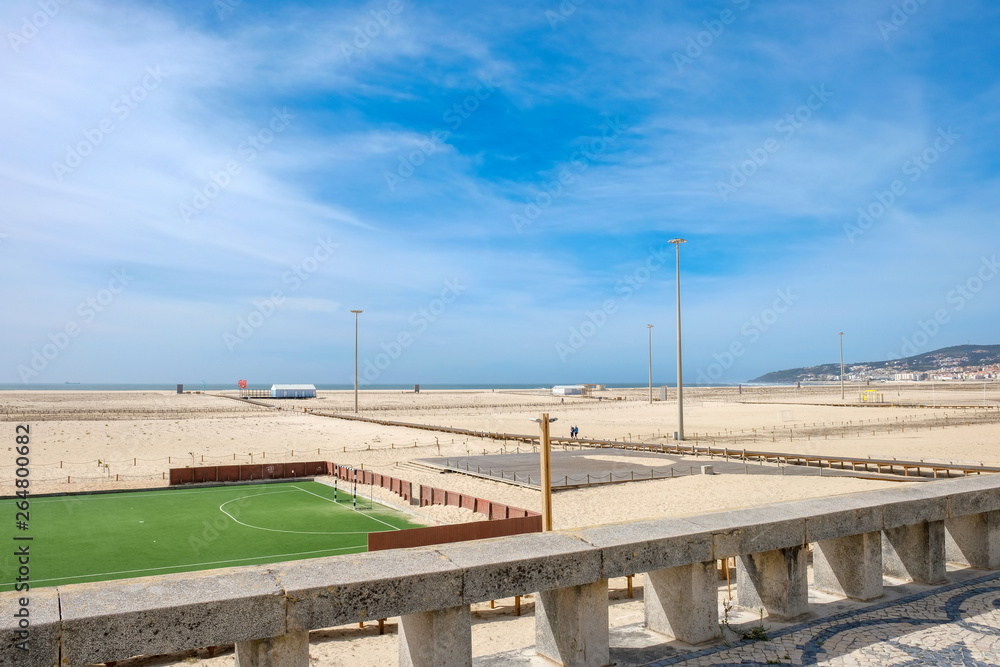 View of the sandy beach of Alto do Viso in figueira da foz in Portugal