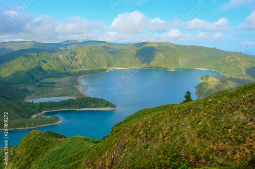 Beautiful Landscape View to the Fogo Lagoon, Sao Miguel Island, Azores Portugal