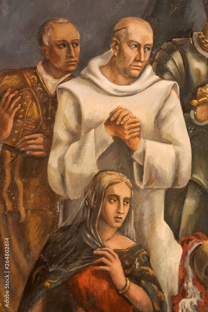 Obraz premium Détails. Fresque de l'Assomption de Notre-Dame des Alpes par Paul Monnier. Eglise Notre-Dame des Alpes. Le Fayet. / Fresco of the Assumption of Our Lady of the Alps. Church of Our Lady of the Alps.