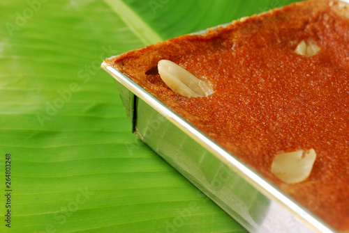 Mung Bean Thai Custard Dessert Recipe ,Khanom Maw Kaeng on white background. photo