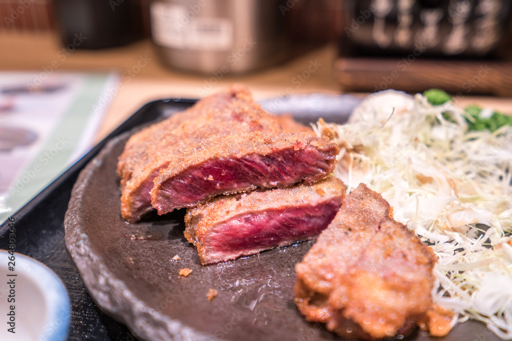 Deep fried beef in Tokyo, fried steak, beef, japanese food