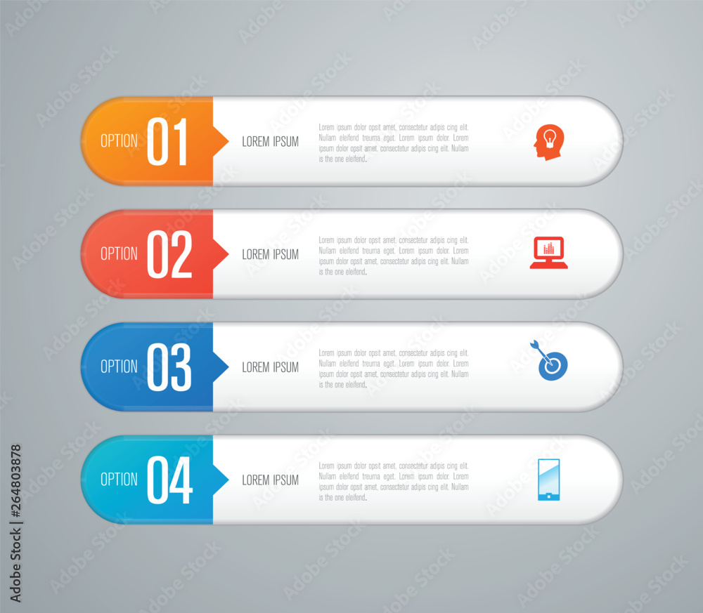 Infographics design vector and business icons with 4 options. Infographics design vector and business icons with 4 options.