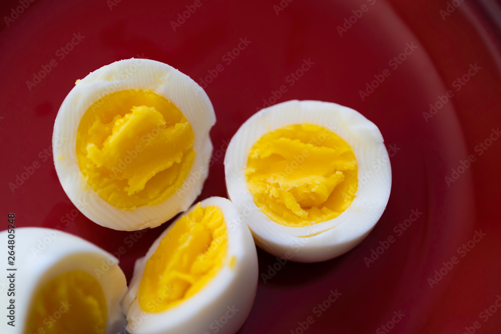 Hard Boiled Eggs sliced in 2 with Pepper and Salt