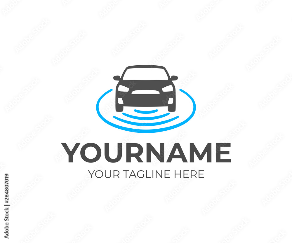 Self-driving vehicle logo design. Autonomous car vector design. Driverless car logotype