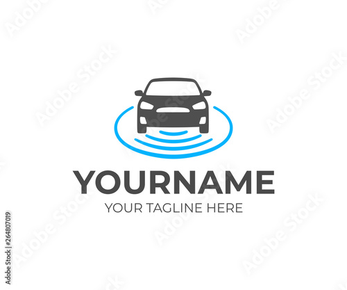 Self-driving vehicle logo design. Autonomous car vector design. Driverless car logotype