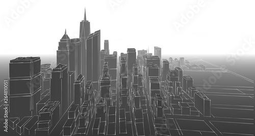  modern city panorama 3d illustration