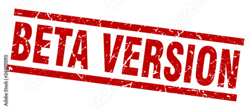 square grunge red beta version stamp