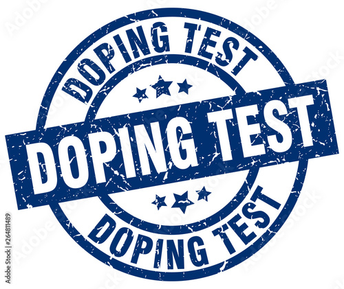 doping test blue round grunge stamp