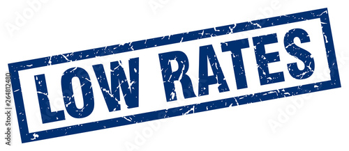 square grunge blue low rates stamp
