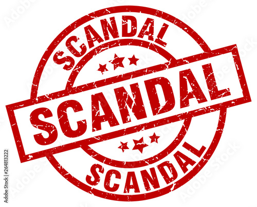 scandal round red grunge stamp