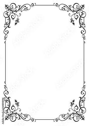 Calligraphic floral frame and page decoration. Vector illustration. Vector of decorative vertical element, border and frame.