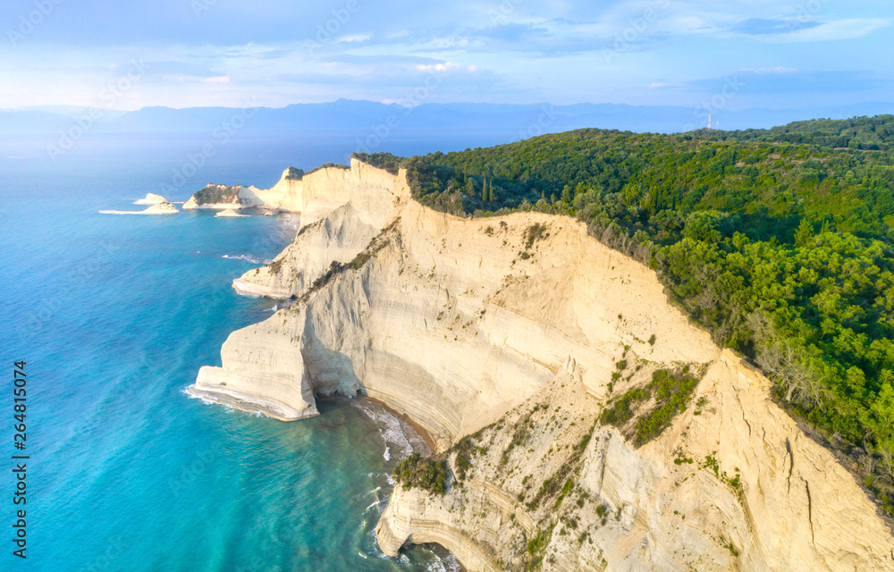 Beautiful view of Cape Drastis in the island of Corfu in Greece
