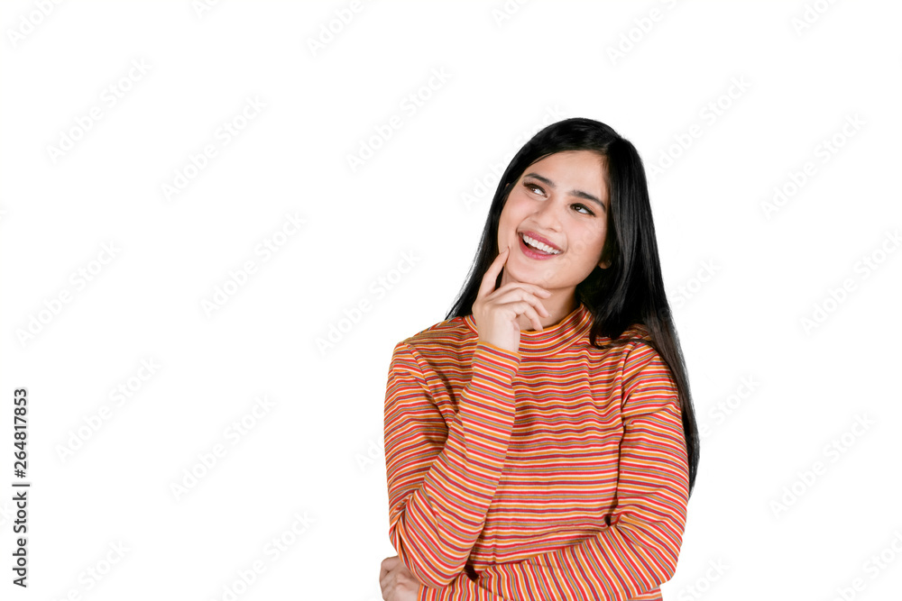 Beautiful woman thinking something on studio Beautiful woman thinking something on studio