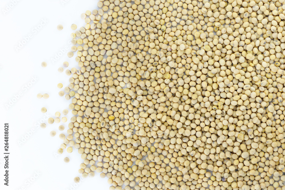 Closeup of soy beans on white background, selective focus (detailed close-up shot) Closeup of soy beans on white background, selective focus (detailed close-up shot)
