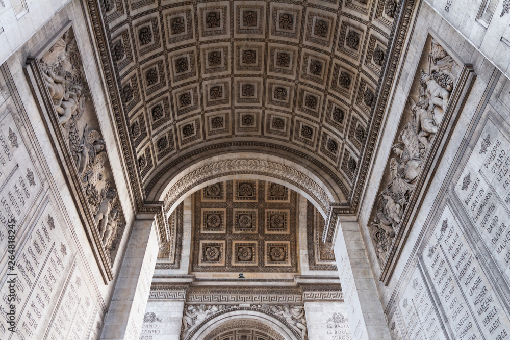 Detail of the Arc de Triomphe . It is one of the most famous monuments in Paris, France, standing at the western end of the Champs-Élysées at the centre of Place Charles de Gaulle
