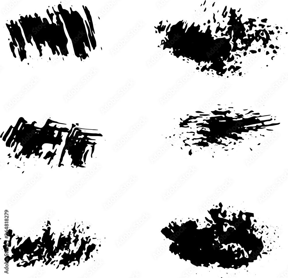 Fototapeta premium Vector set of grunge brush strokes. Abstract ink strokes set isolated on white background. 
