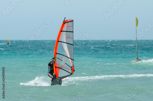 Windsurfer rides in the Black sea. Anapa, Russia