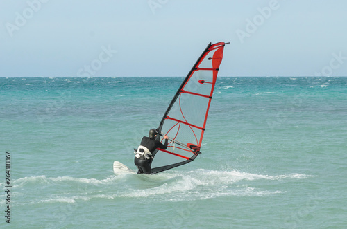 Windsurfer rides in the Black sea. Anapa, Russia