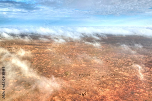 Cloudy outback in Australia from the sky