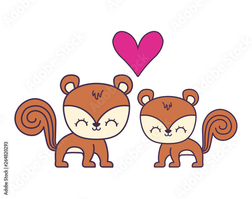 couple of cute chipmunk animal icon