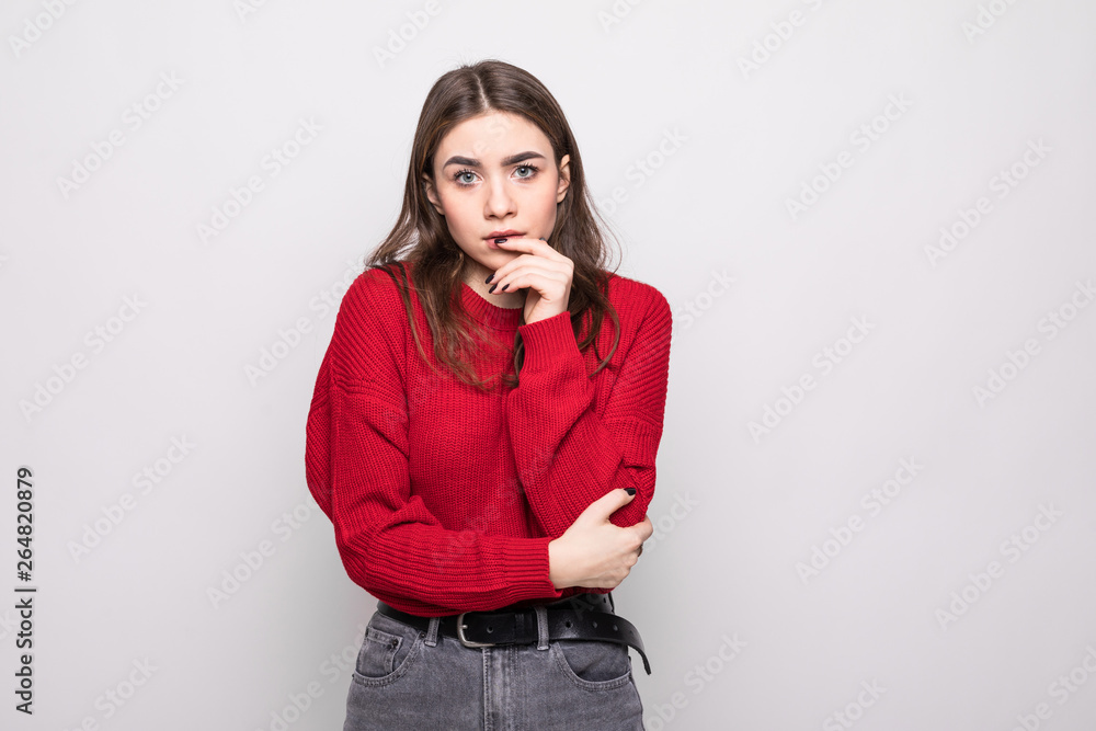 Portrait of a pretty woman posing isolated on a white background Portrait of a pretty woman posing isolated on a white background