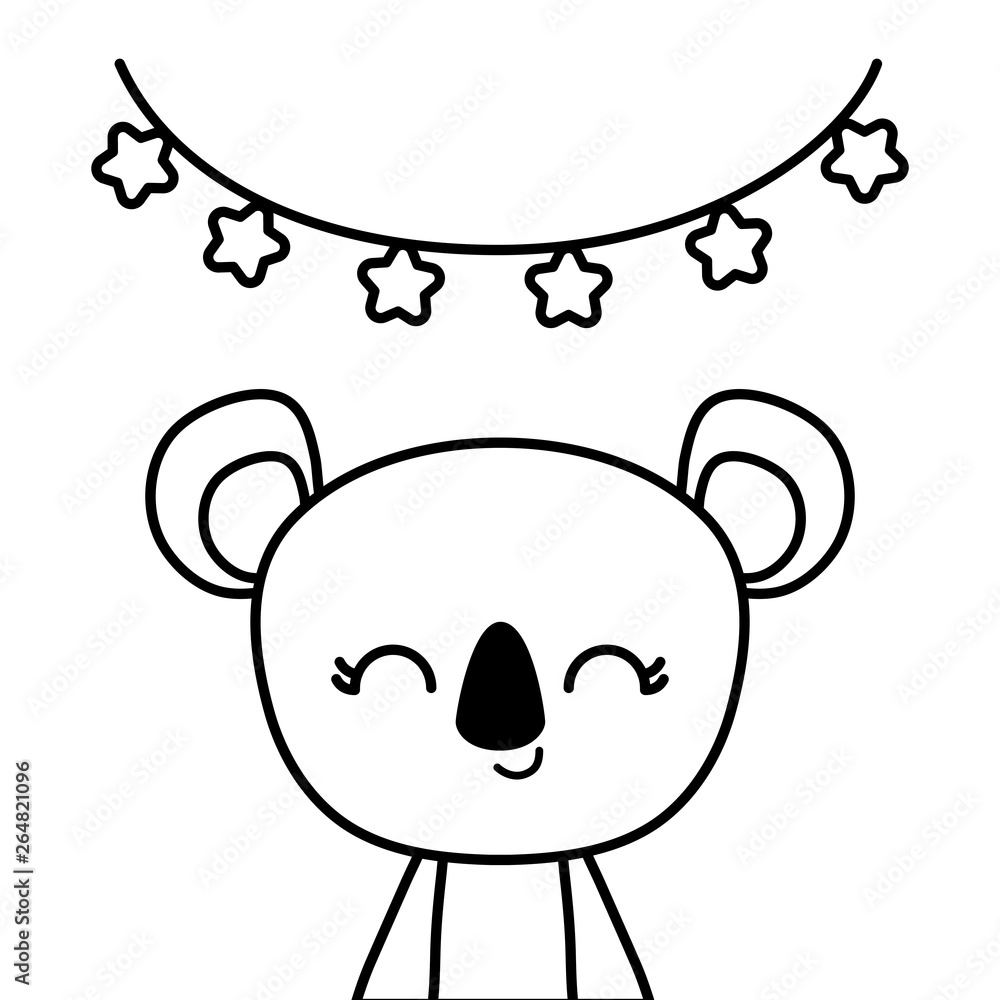 cute koala animal with garlands hanging cute koala animal with garlands hanging