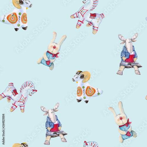 background with a drawing of children's toys. Seamless pattern,