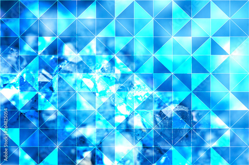 Blue turquoise abstract polygonal background of isosceles triangles.