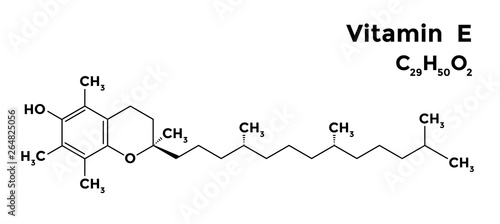 Alpha tocopherol, vitamin E structural chemical formula