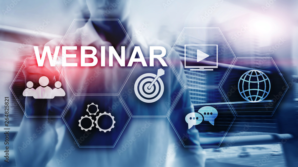 Webinar, Personal development and e-learning concept on blurred abstract background. Webinar, Personal development and e-learning concept on blurred abstract background.
