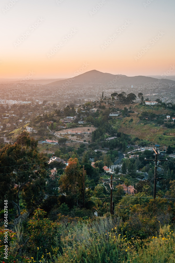 Sunset view from Mount Helix, in La Mesa, near San Diego, California