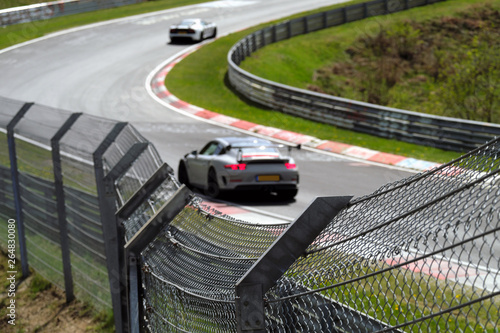 Security fence on german racing circuit Nürburgring Nordschleife - Stockphoto