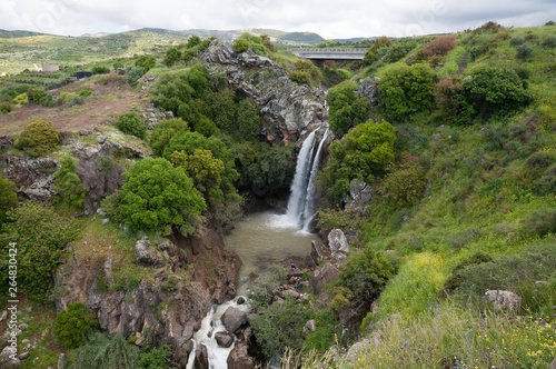 Sa'ar waterfall and the Golan Heights