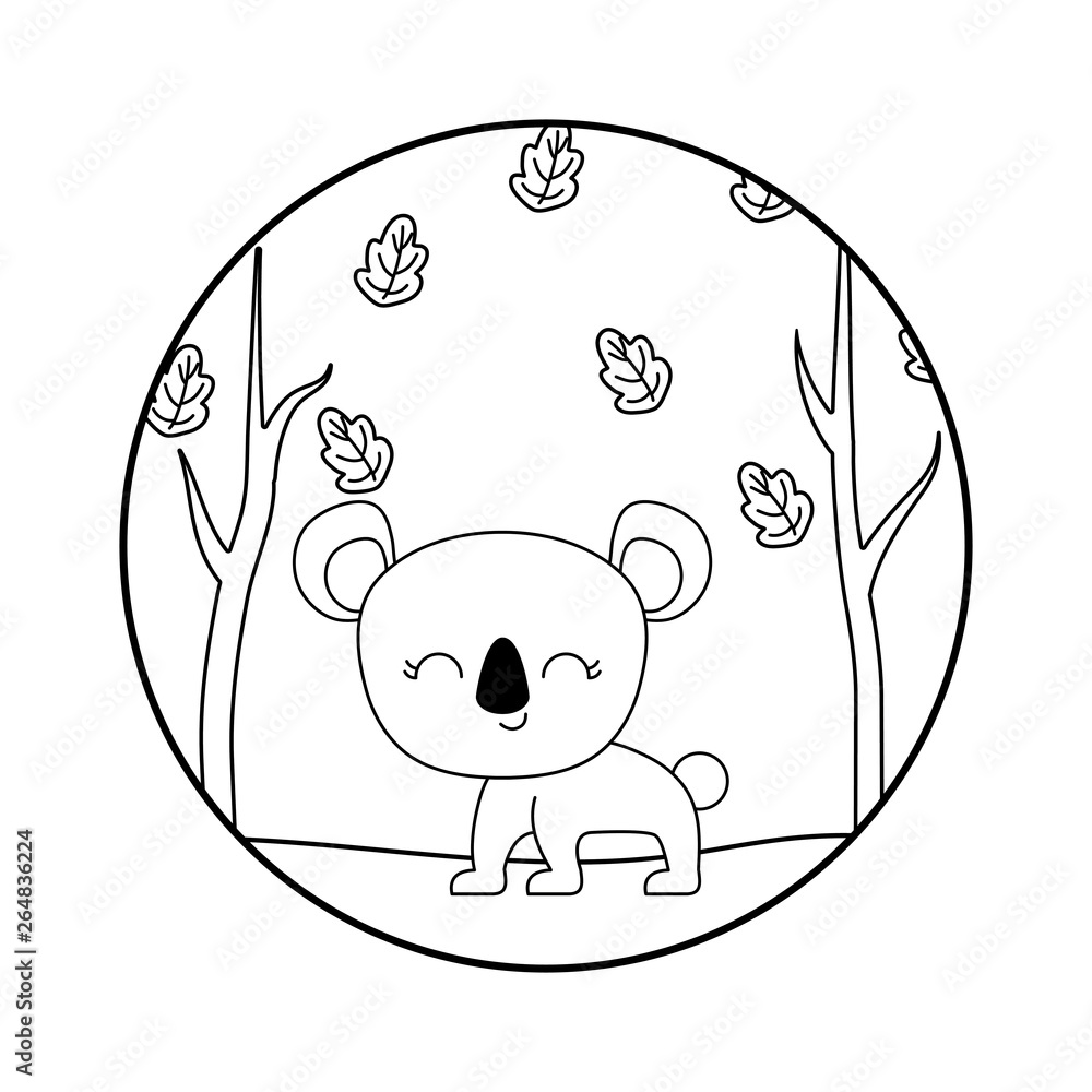 cute koala animal with forest scene cute koala animal with forest scene