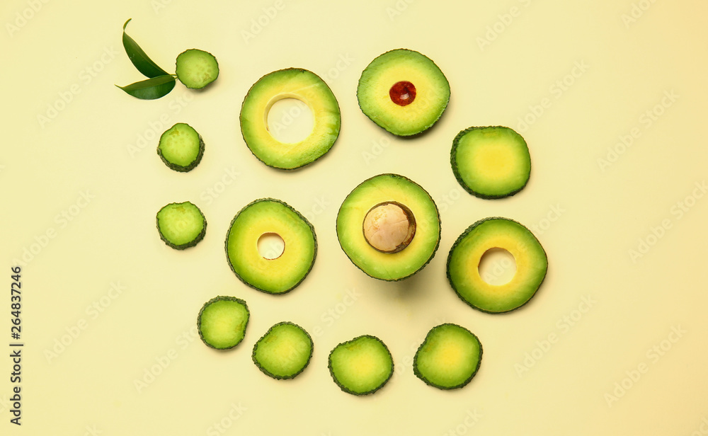 Fresh avocado on color background Fresh avocado on color background