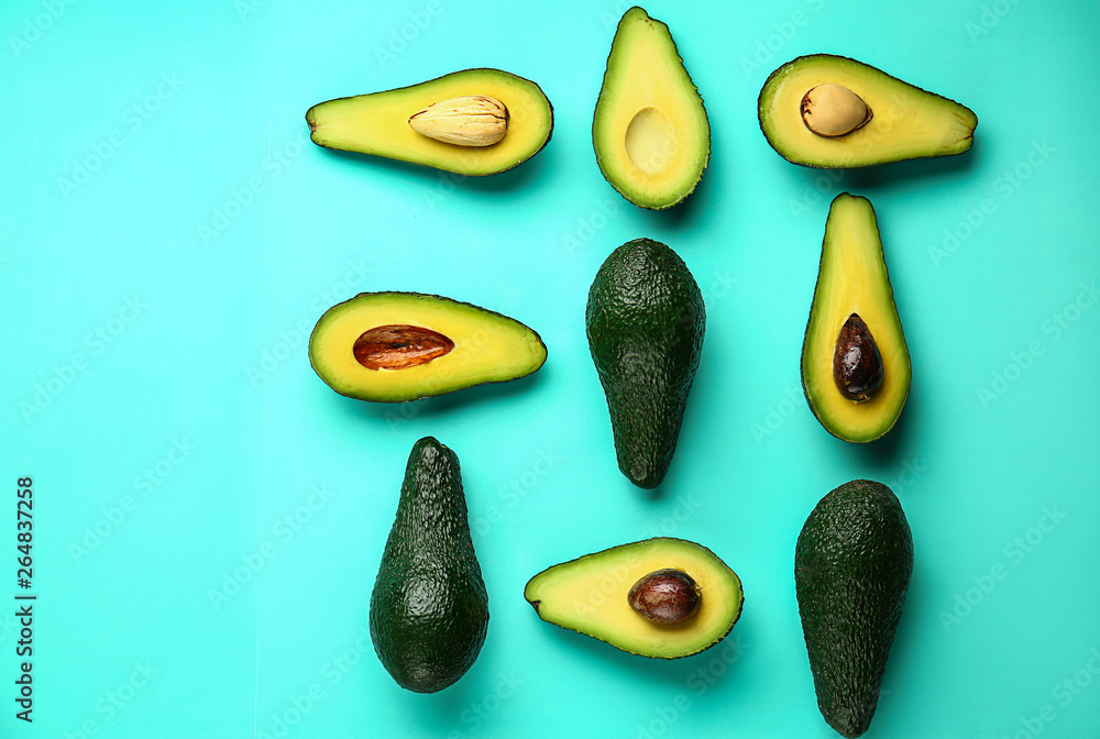 Fresh avocado on color background Fresh avocado on color background