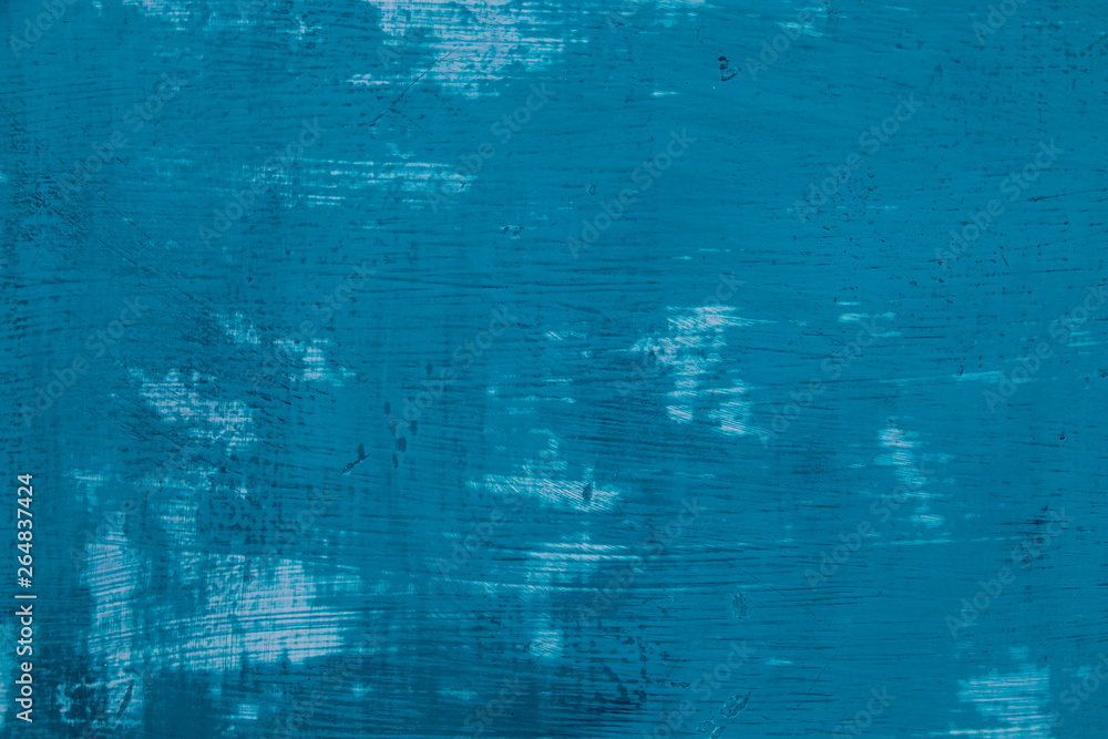 Blue paint wall. Abstract background with brush strokes