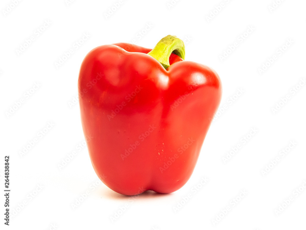 Bulgarian pepper on a white background concept of healthy life and nutrition Bulgarian pepper on a white background concept of healthy life and nutrition