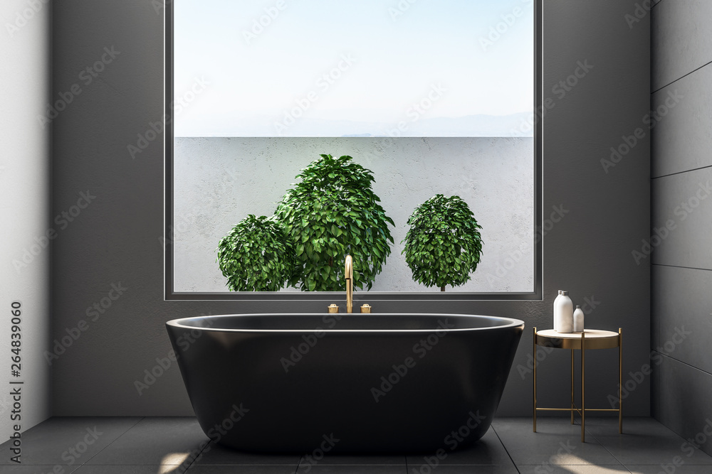 Fototapeta premium Luxury bathroom interior with plants