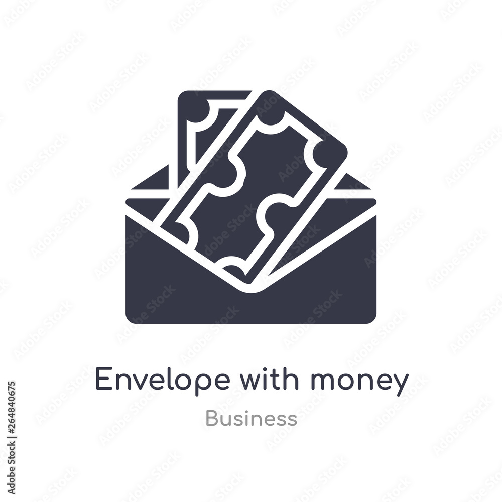 envelope with money inside outline icon. isolated line vector illustration from business collection. editable thin stroke envelope with money inside icon on white background
