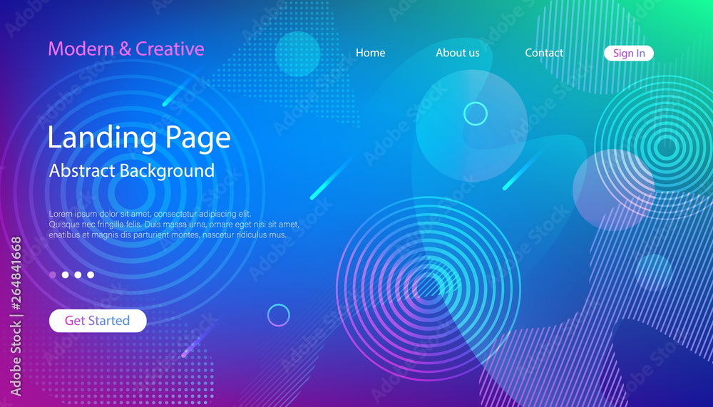 Website Landing Page Template. Modern Abstract Background Design