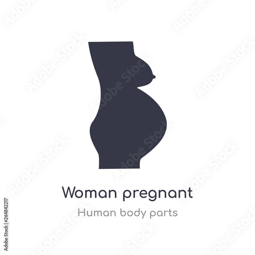 woman pregnant outline icon. isolated line vector illustration from human body parts collection. editable thin stroke woman pregnant icon on white background