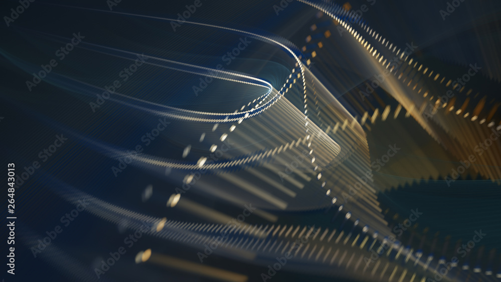 Fototapeta premium Abstract background. 3d illustration. Fractal graphics composition of dots, waves and rays of light.