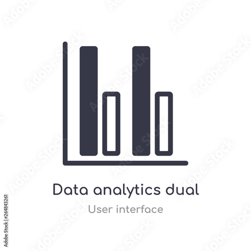 data analytics dual bars outline icon. isolated line vector illustration from user interface collection. editable thin stroke data analytics dual bars icon on white background