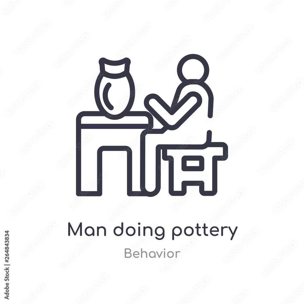 Naklejka premium man doing pottery outline icon. isolated line vector illustration from behavior collection. editable thin stroke man doing pottery icon on white background
