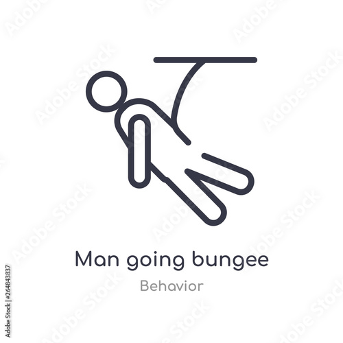 man going bungee jumping outline icon. isolated line vector illustration from behavior collection. editable thin stroke man going bungee jumping icon on white background