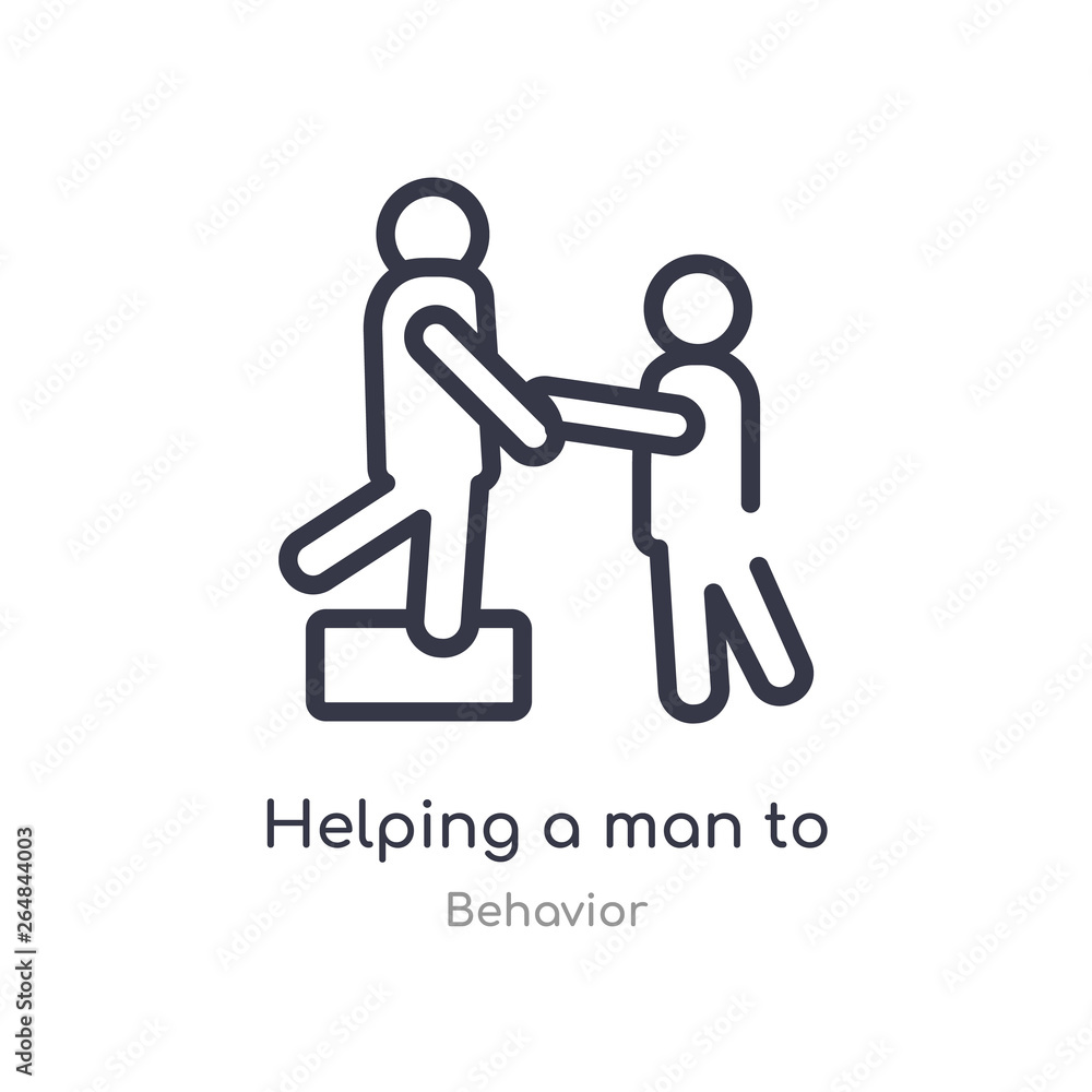 helping a man to climb outline icon. isolated line vector illustration from behavior collection. editable thin stroke helping a man to climb icon on white background helping a man to climb outline icon. isolated line vector illustration from behavior collection. editable thin stroke helping a man to climb icon on white background