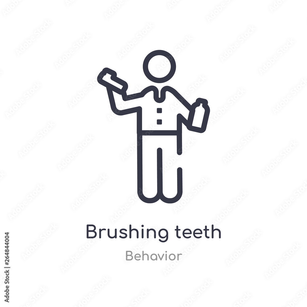 brushing teeth outline icon. isolated line vector illustration from behavior collection. editable thin stroke brushing teeth icon on white background brushing teeth outline icon. isolated line vector illustration from behavior collection. editable thin stroke brushing teeth icon on white background