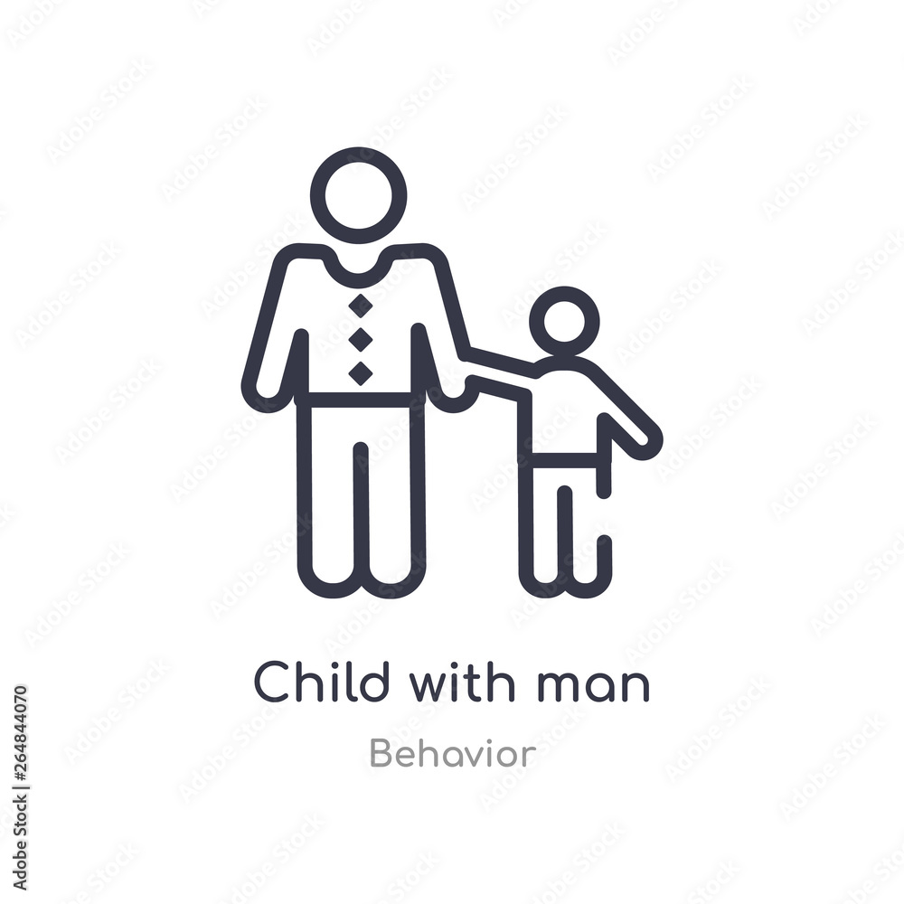 child with man outline icon. isolated line vector illustration from behavior collection. editable thin stroke child with man icon on white background child with man outline icon. isolated line vector illustration from behavior collection. editable thin stroke child with man icon on white background