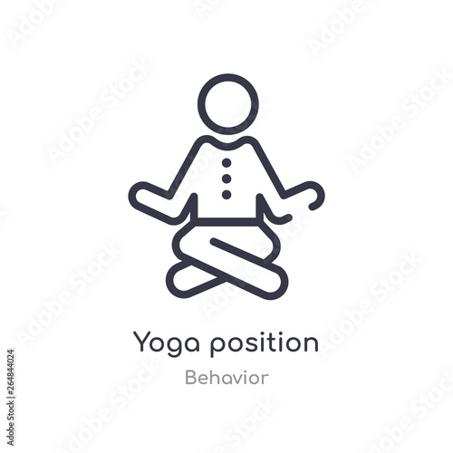 yoga position outline icon. isolated line vector illustration from behavior collection. editable thin stroke yoga position icon on white background